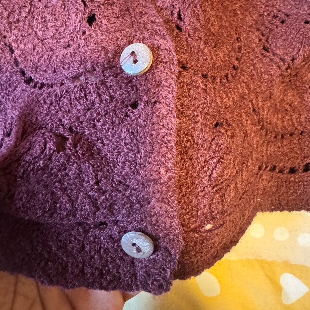 Ultra Pink Burgundy Crochet Sweater - Picture 9 of 11